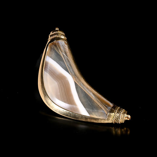 西亚高古奶霜缠丝牛角珠项坠 商品图3