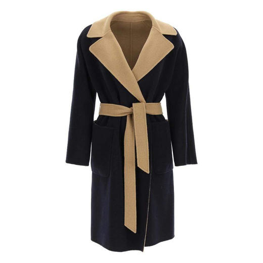 MAXMARA 女士 Rail 双面可穿长袖束腰羊毛大衣 深蓝色 RAIL 50160319 014 商品图0