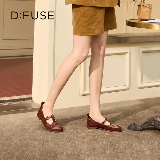 Dfuse迪芙斯2026春季新款方头T字带松紧带后跟舒适软底玛丽珍单鞋女鞋DFE1111067 商品图3