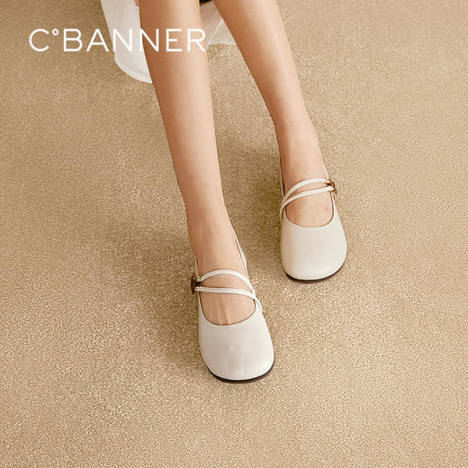 千百度薄底羊皮玛丽珍鞋女2026春季新款全包勃肯鞋平底浅口单鞋A26151805 商品图0