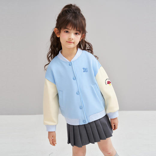 笛莎Deesha 2026春季女童时尚学院风拼色棒球服外套 商品图1