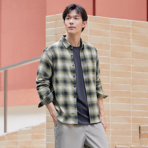 马恩MAXNEW男装2025秋季衬衫外套男纯棉法兰绒复古格子衫衬衣长袖 商品图4