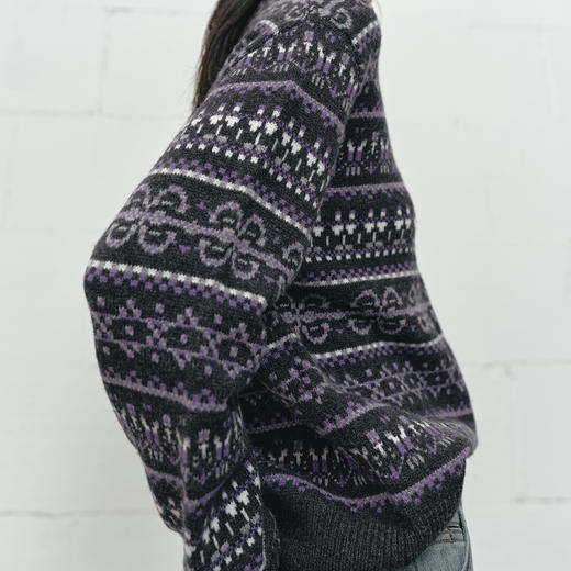 NEELLY纳俪商场同款冬季新款费尔岛提花毛衣女撞色宽松羊毛针织衫N25113A01144 商品图2