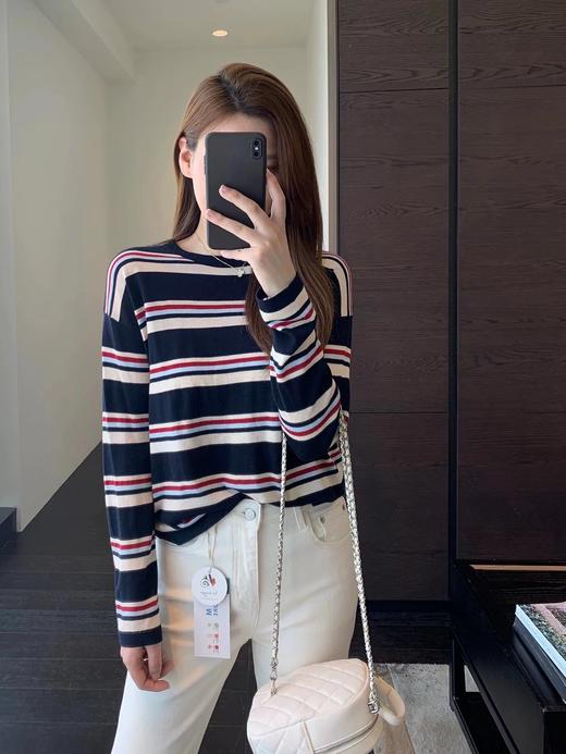 F010749韩系减龄羊毛柔软慵懒条纹针织衫女毛衣秋冬款 商品图2