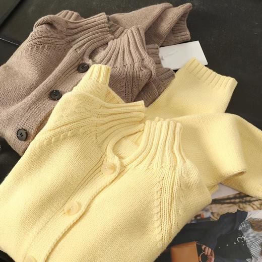 F010750冬季新款休闲版型高领羊毛纽扣针织开衫毛衣外套女 商品图1