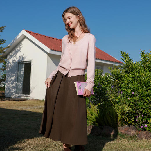 三彩2026春季新款假两件毛衣拼接毛衫长袖套头优雅气质M 商品图3