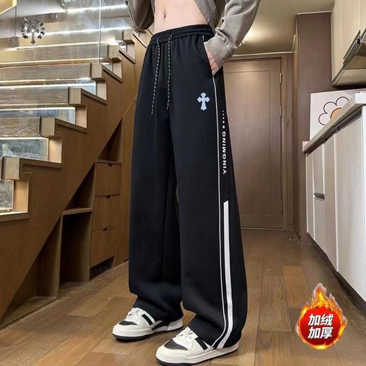 F010776新款两色高品质串标相拼加绒加厚休闲运动长裤 商品图1