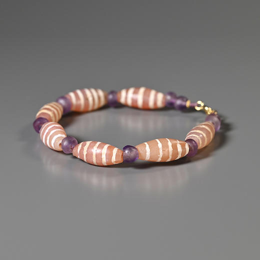 镶蚀红玉髓线珠+西亚高古紫水晶手串 商品图2