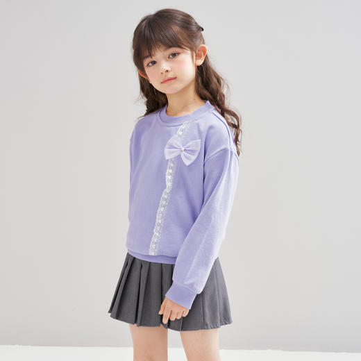 笛莎Deesha 2026春季女童时尚甜美蝴蝶结花边卫衣 商品图1