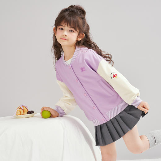 笛莎Deesha 2026春季女童时尚学院风拼色棒球服外套 商品图2