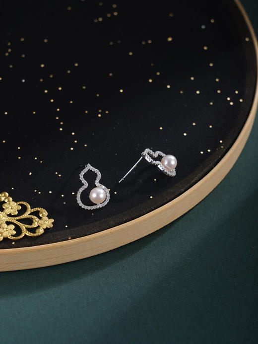 子佩集【纳福之珠】银S925珍珠惜王妃耳钉【XXED001】5mm珠双色葫芦2601 商品图7