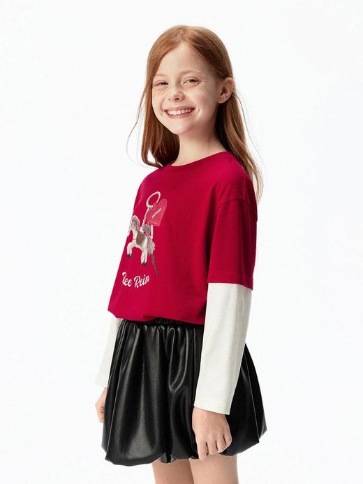 【春上新】8楼摩安珂儿童little MO&Co.26年春季新款100%棉男女同款5A针织抗菌拼接长袖T恤KBF1TEE20【吊牌价： 329元 ，活动价：296元】 商品图2