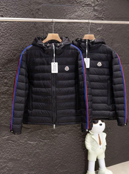 F010764轻薄系列小标刺绣红蓝织带连帽羽绒服 商品图0