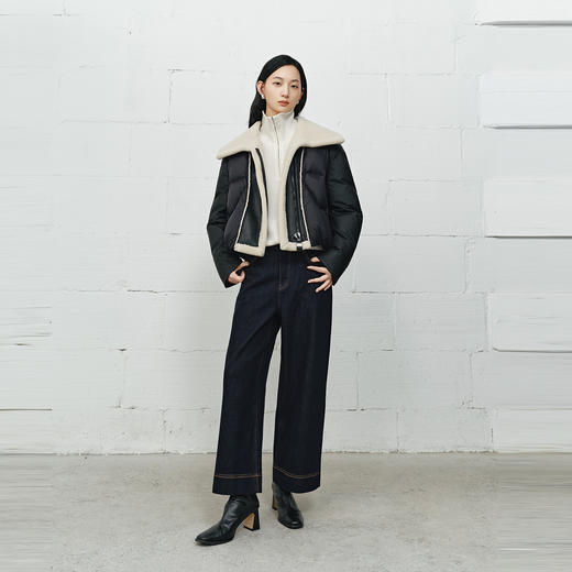 NEELLY纳俪商场同款冬新款复古显瘦百搭直筒长裤女舒适宽松阔腿裤N25112H01142 商品图2