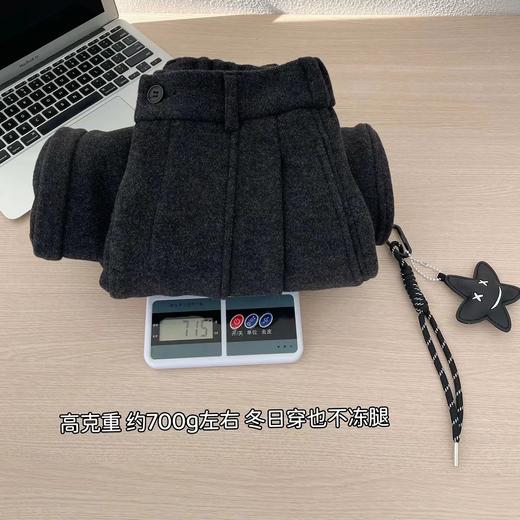 F010747后半松紧腰毛呢羊毛裤宽松直筒加绒休闲阔腿裤女秋冬裤子八分裤 商品图14