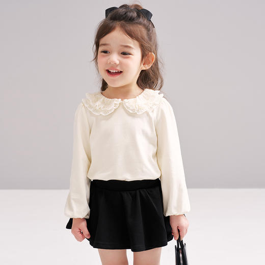 笛莎Deesha 2026春季女童气质甜美蕾丝翻领长袖T恤 商品图4