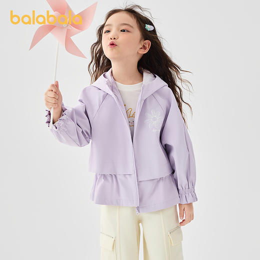 巴拉巴拉童装儿童外套女童春秋装防水假两件连帽软壳衣甜美印花 商品图2