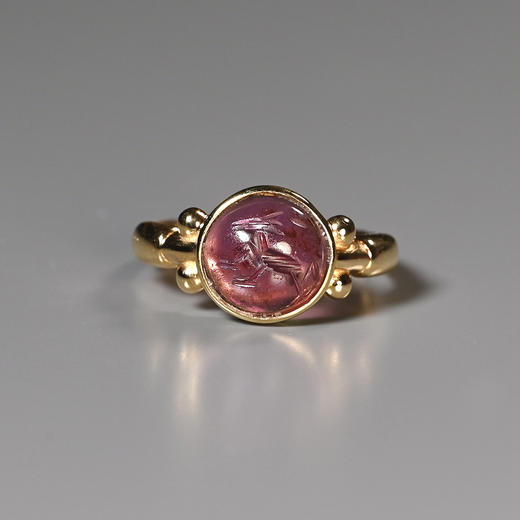 萨珊波斯石榴石动物纹印章珠戒指 商品图0