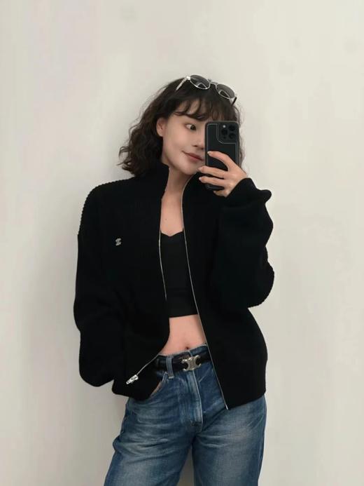 F010717秋冬氛围感拉满！精典立领拉链针织毛衣外套男女同款 商品图3