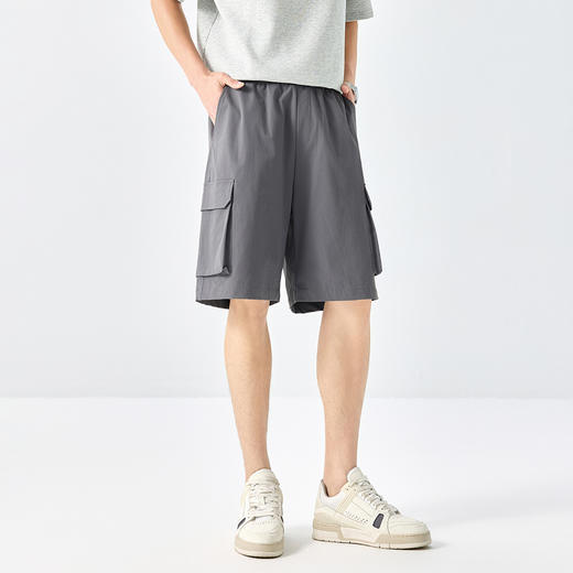 GXG男装【工装口袋】25夏季时尚松紧腰系绳男式宽松休闲五分短裤K&C 商品图11