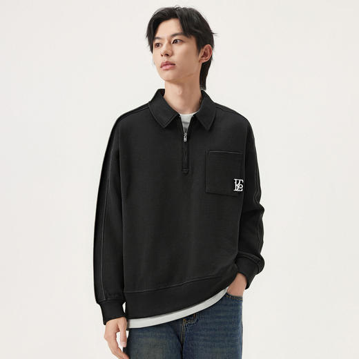 gxg.jeans男装 多色口袋设计字母绣花半开襟卫衣男上衣 25秋热卖 商品图1