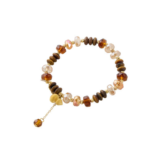 三彩2026新款手工琥珀色串珠镀金葫芦吊坠手链国风复古松弛文艺 商品图1