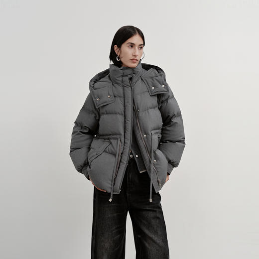 NEELLY纳俪商场同款冬新款休闲保暖短款连帽羽绒服女百搭廓形外套N25113L01155 商品图2