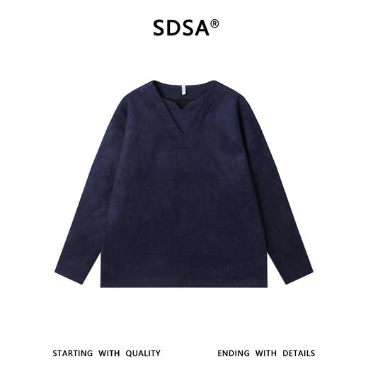 26T10SDSA秋冬新款痞帅男装简约植绒纯色拼接小V领卫衣百搭宽松上衣 商品图1