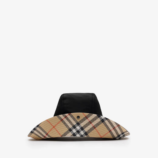 BURBERRY 巴宝莉 男女同款格纹帽檐华达呢渔夫帽 黑色 8112364 A1189 商品图0