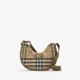 BURBERRY 巴宝莉 中性马术骑士徽标皮革贴片马蹄形斜挎包 格子 8111308 B9368