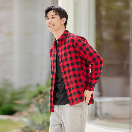 马恩MAXNEW男装2025秋季衬衫外套男纯棉法兰绒复古格子衫衬衣长袖 商品图2