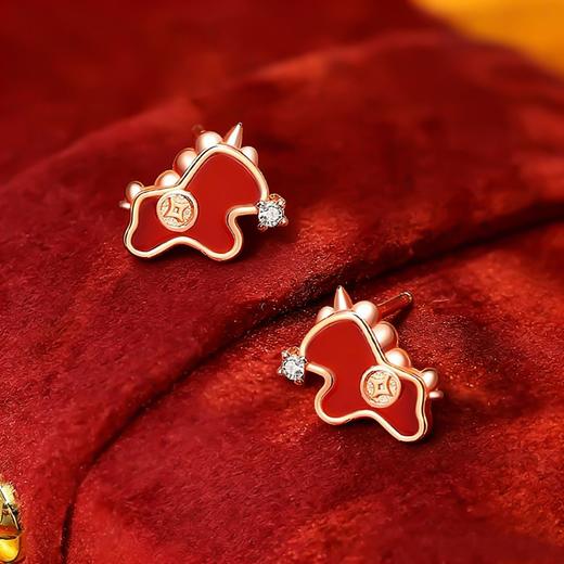 【马上暴富】925纯银钱币萌马马年独角兽耳钉【JHY-E001201M】 商品图3