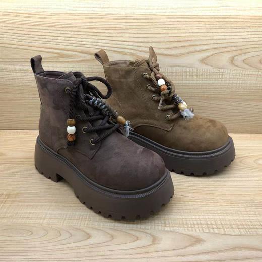 豪行2025年冬季新款时尚休闲厚底真棉皮女短靴25422776M 商品图2