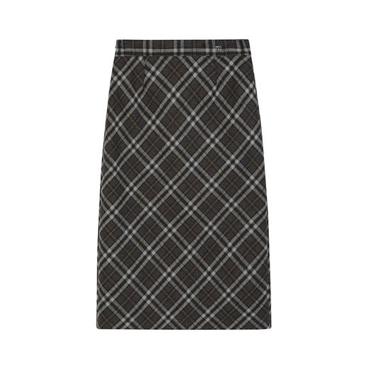 NEELLY纳俪商场同款冬新款复古格纹通勤半身裙女后开叉百搭针织裙N25114E04562 商品图3