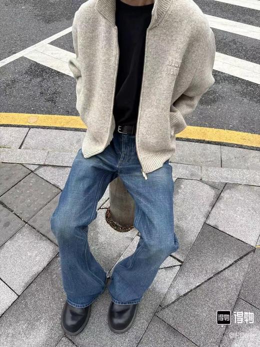 F010706新款2025暖色LOGO贴布绣羊毛翻领拉链长袖开衫外套 商品图2