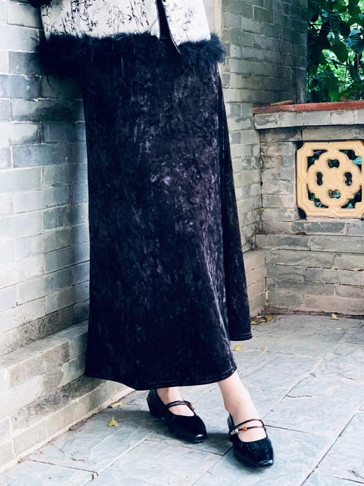 【百图lulu定制】【墨染鱼尾裙】新中式 水墨提花 加绒 鱼尾半裙 商品图3