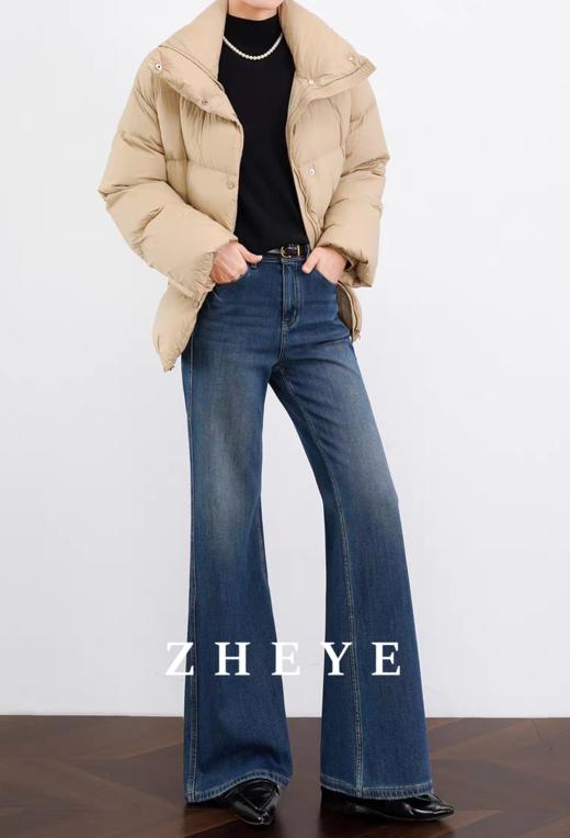 土耳其新作四面弹美拉德复古美式蓝显瘦加绒喇叭裤 商品图14