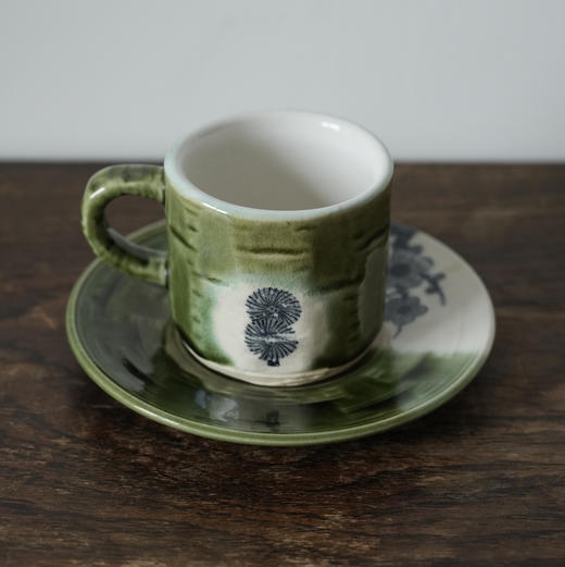 日本织布烧手绘梅花咖啡杯碟 X1454 商品图0