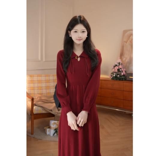 鹿向南「昭昭如愿」新中式国风气质高级感女春季针织长袖连衣裙 商品图4