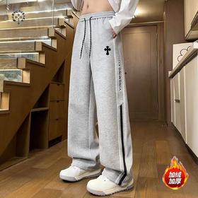 F010776新款两色高品质串标相拼加绒加厚休闲运动长裤