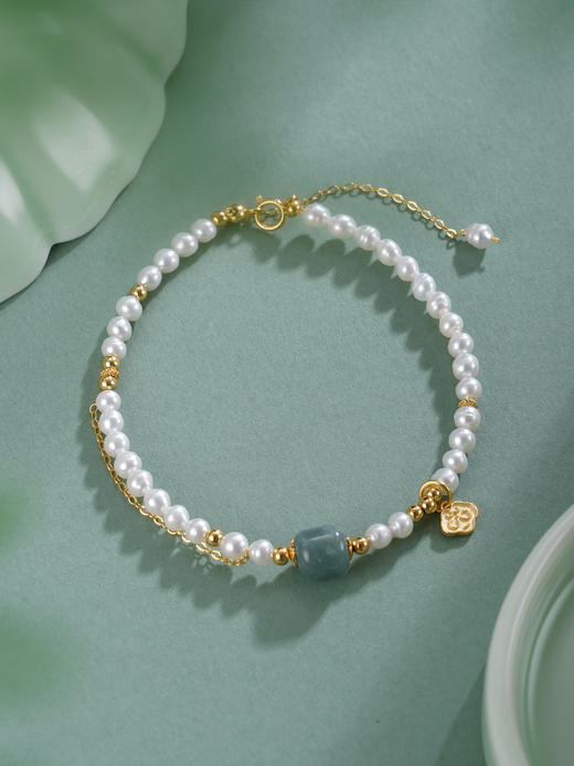 子佩集【如意珠华】银S925珍珠惜王妃手链【SGB0950004】3.7mm珠镀金2601 商品图4