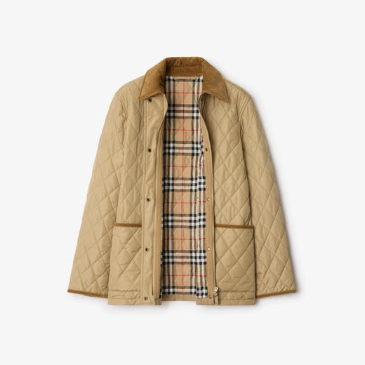BURBERRY 巴宝莉 女士马术骑士设计标签绗缝尼龙夹克棉服 卡其色 8110376 B8626 商品图1