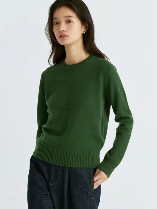 F010702显白碧玺绿~冬季糕级感宽松百搭套头圆领羊毛毛衣 商品图2