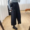 F010747后半松紧腰毛呢羊毛裤宽松直筒加绒休闲阔腿裤女秋冬裤子八分裤 商品缩略图5
