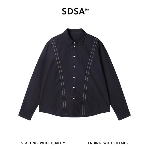 31228SDSA男士秋冬新款痞帅男装韩版简约明线翻领长袖衬衫百搭宽松衬衣 商品图1