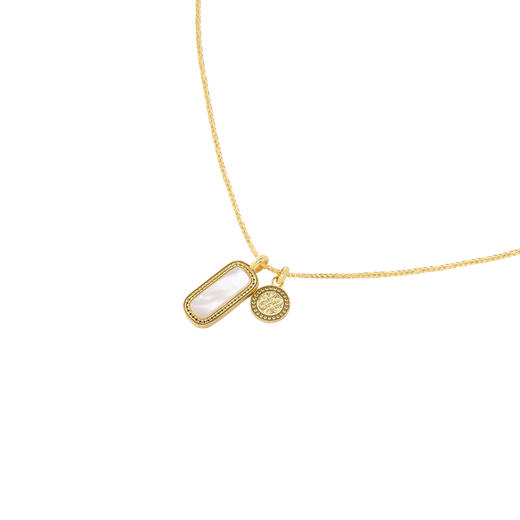 三彩2026新款圆牌算盘造型吊坠镀金项链国风轻奢锆石吉祥寓意女 商品图4