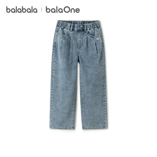 【balaOne】巴拉巴拉童装儿童裤子女童2026春装新款牛仔裤捏褶潮 商品图4