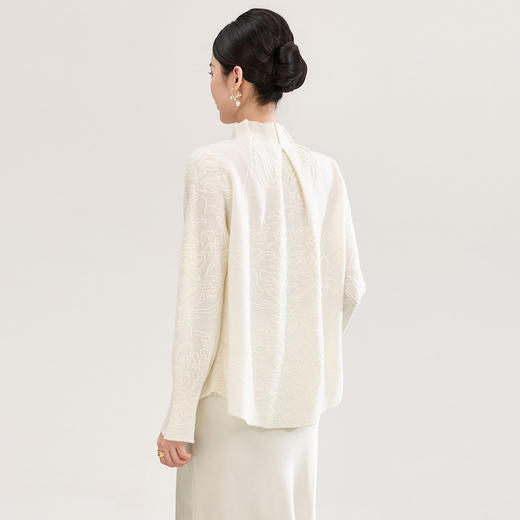 「高货wl」全新升级【铂金会员275/天猫369/差价94】(10415)洛诗琳立体交织羊毛提花衬衫2026春季法式木耳边针织上衣 商品图1