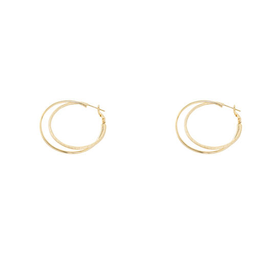 三彩2026新款双圈肌理纹镀金耳环S925银针复古大圈通勤轻熟简约 商品图4