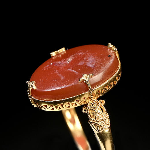 古罗马红玉髓“赤马”印章珠戒指 商品图2